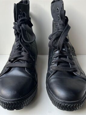 Levi's Men's Black Leather Canvas High Top Sneaker Boots Zip Lace Up Size 8.5